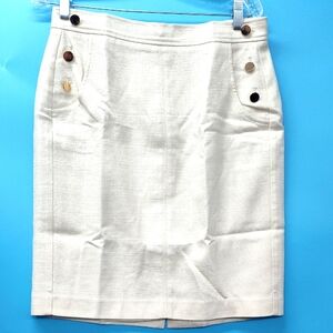 LOFT Cream Pencil Skirt Knee-Length Casual